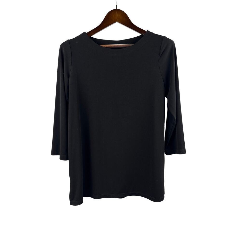 Women’s Susan Graver Small Black 3/4 Sleeve Blouse